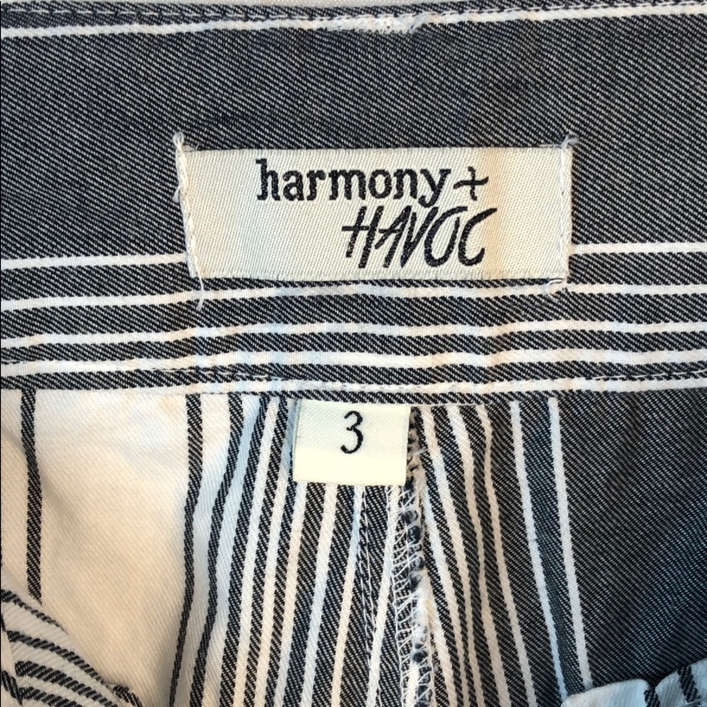 Harmony Black/ white striped Tie Waist shorts - Picture 4 of 4